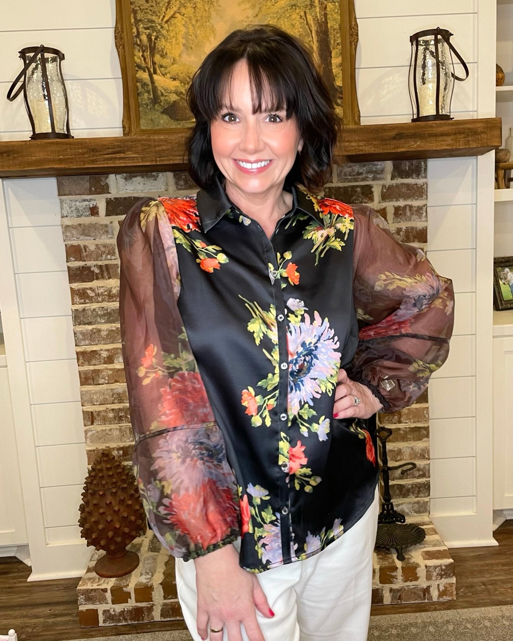 sheer floral top