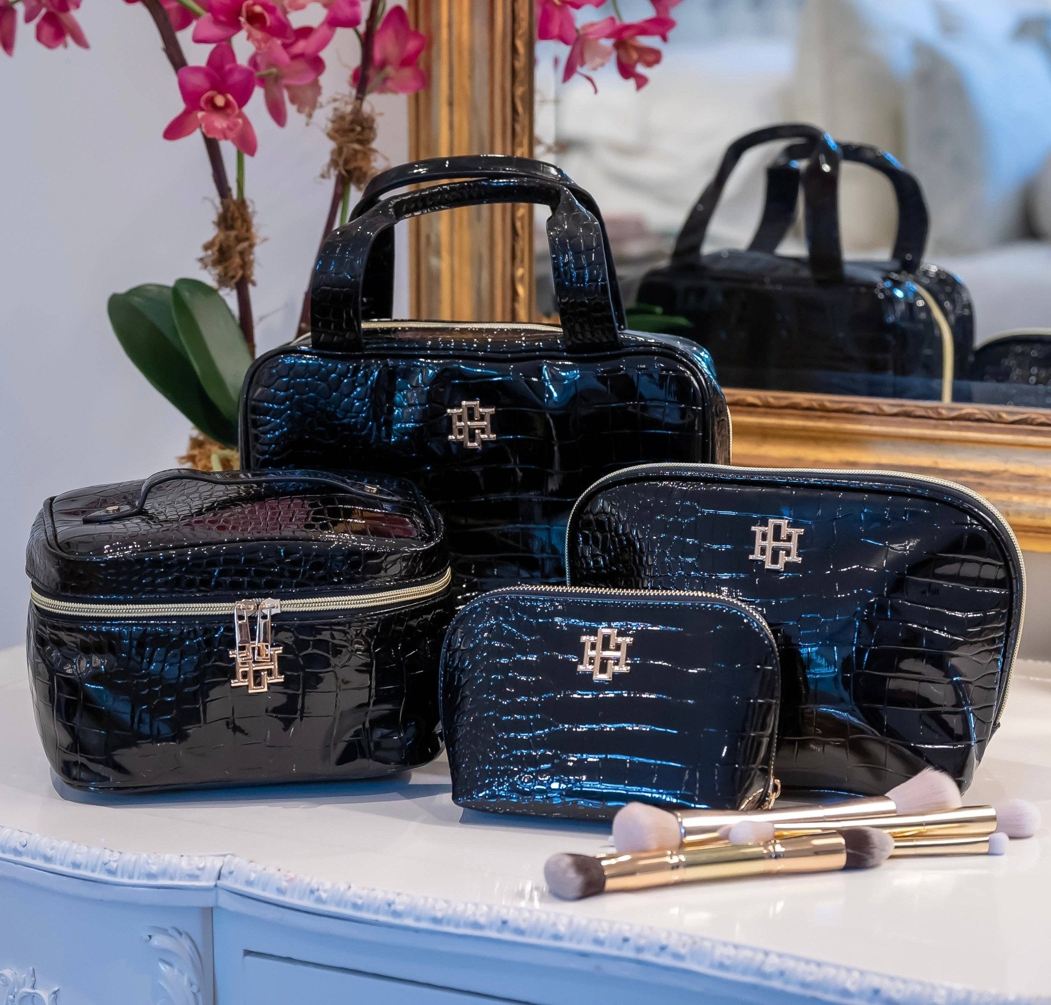 Hampton Black Patent Train Case - Jessi Jayne Boutique