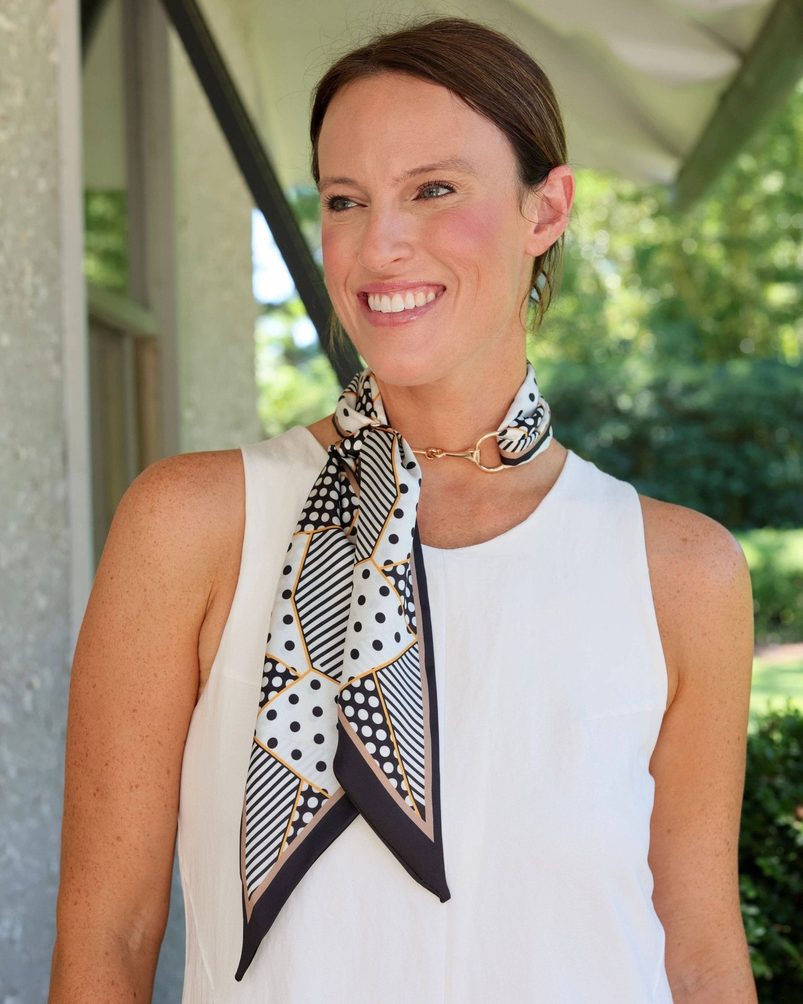 Henley Horsebit Buckle Black and Gold Scarf - Jessi Jayne Boutique