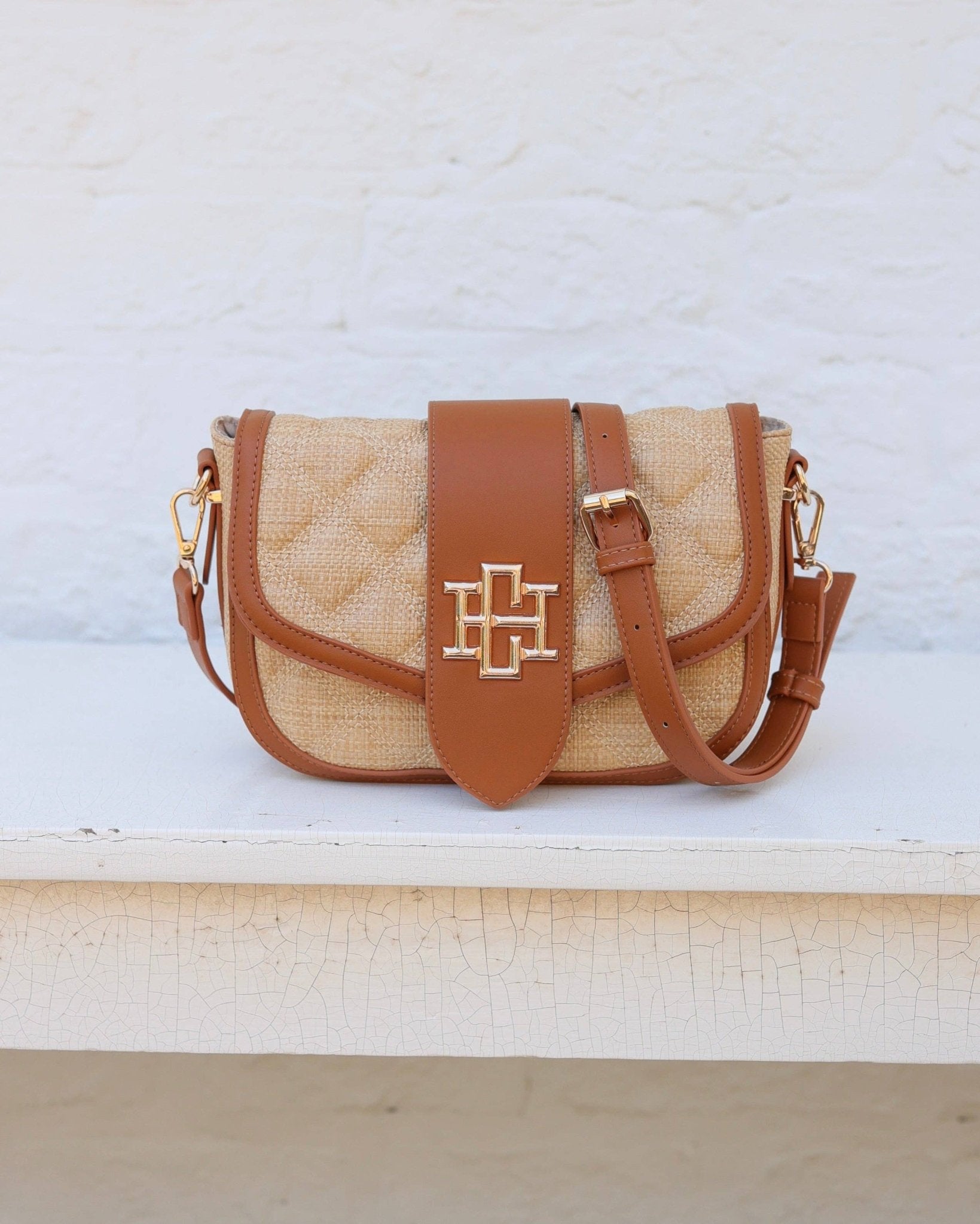 Griffin Crossbody Natural Saddle Purse - Jessi Jayne Boutique