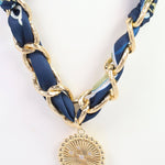 Sarah Navy Scarf Charm Necklace - Jessi Jayne Boutique
