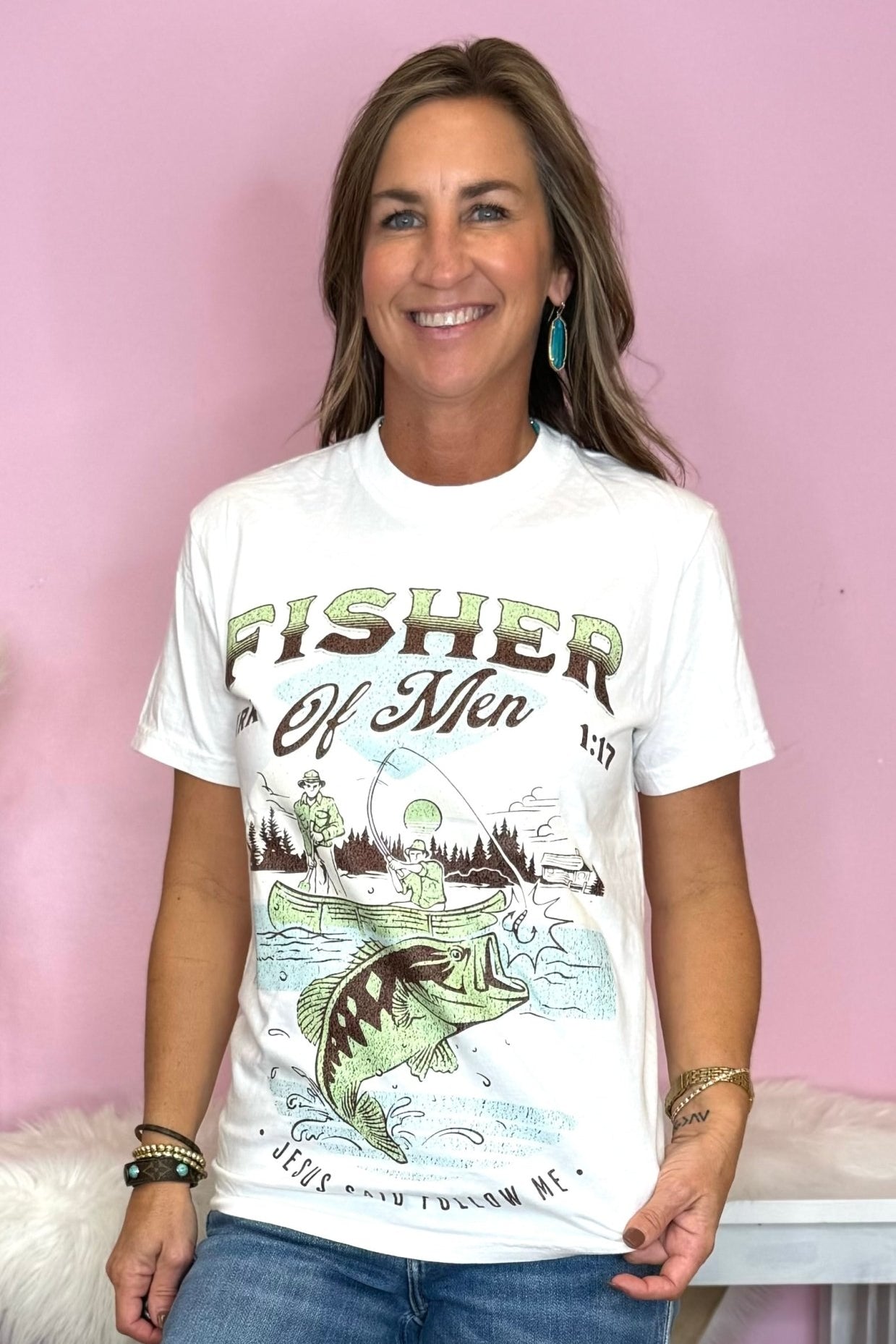 Fisher Of Men White Short Sleeve Graphic Tee - Jessi Jayne Boutique