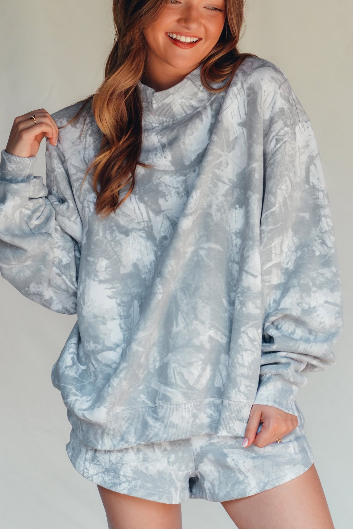 PREORDER ITEM (Estimated 10/31 ship date) White Wash Camo Fleece Shorts - Jessi Jayne Boutique