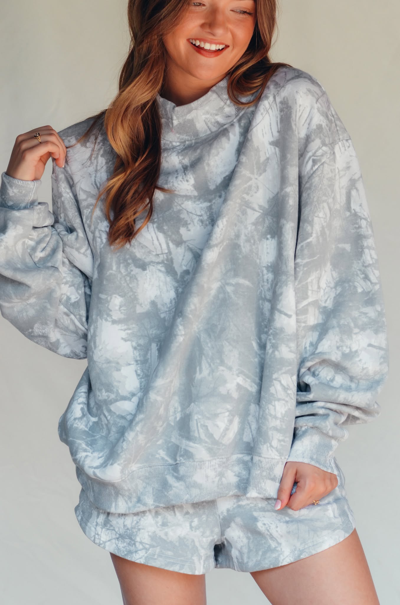 PREORDER ITEM (Estimated 10/31 ship date) White Wash Camo Fleece Shorts - Jessi Jayne Boutique