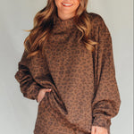 PREORDER ITEM (Estimated ship date 10/31) Brown Leopard Mock Neck Sweatshirt - Jessi Jayne Boutique