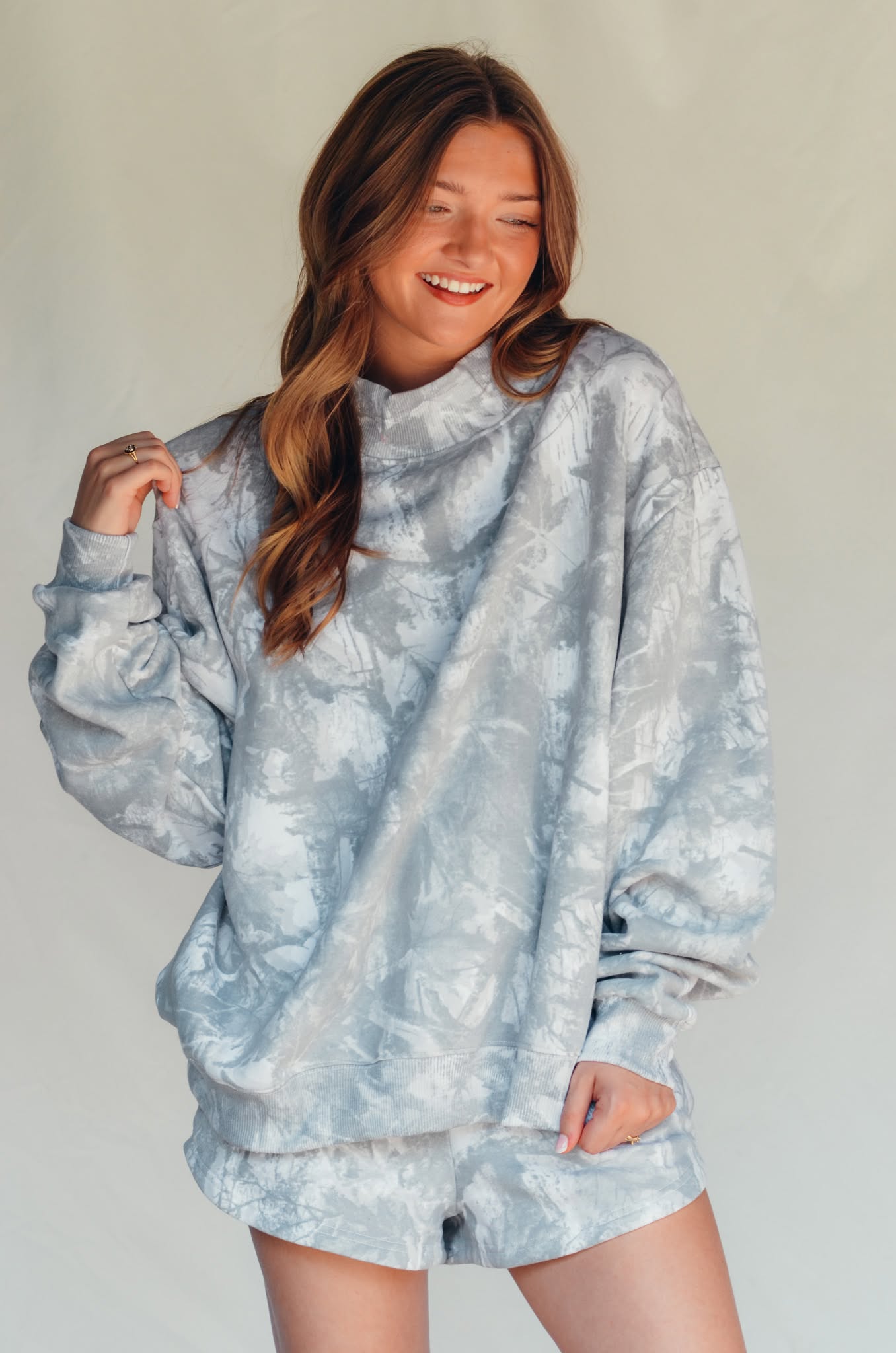 PREORDER ITEM (Estimated 10/31 ship date) White Wash Camo Fleece Shorts - Jessi Jayne Boutique