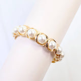 Hudson Pearl Lined Stretch Bracelet Cream