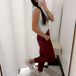 Longer Nights Burgundy Leather Elastic Waist Joggers - Jessi Jayne Boutique