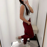 Longer Nights Burgundy Leather Elastic Waist Joggers - Jessi Jayne Boutique