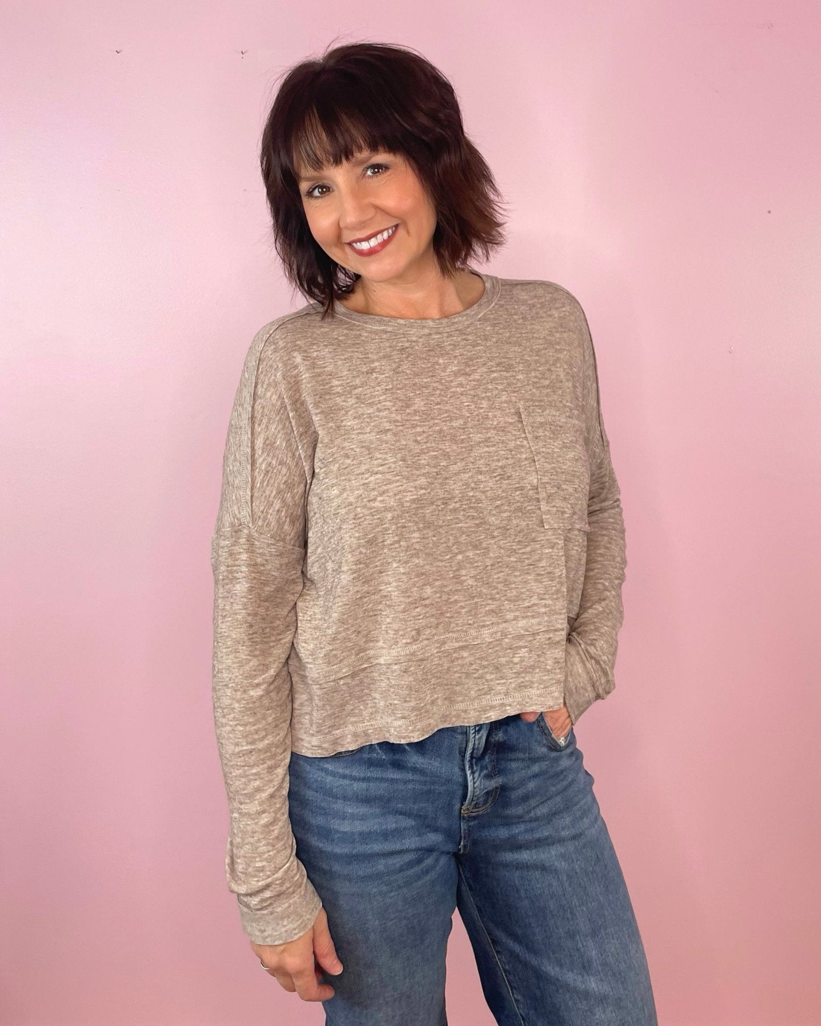 Carry On Casual Mocha Top - Jessi Jayne Boutique