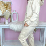 My Biggest Fan Oatmeal Scuba Quarter Zip Hoodie And Jogger Set - Jessi Jayne Boutique