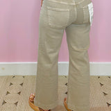 Taupe Babe Tummy - Control Wide - Leg Crop Risen Jeans - Jessi Jayne Boutique