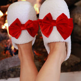 Velvet Bow Cozy Slippers