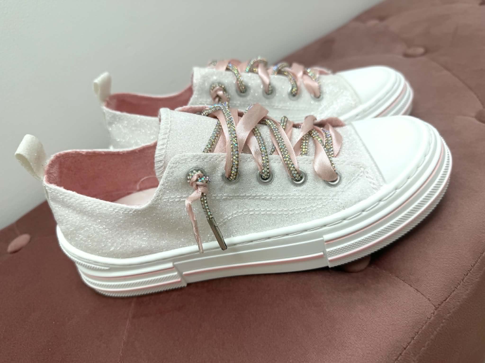 Very G White Glitter Aman Mary's Version Sneakers - Jessi Jayne Boutique
