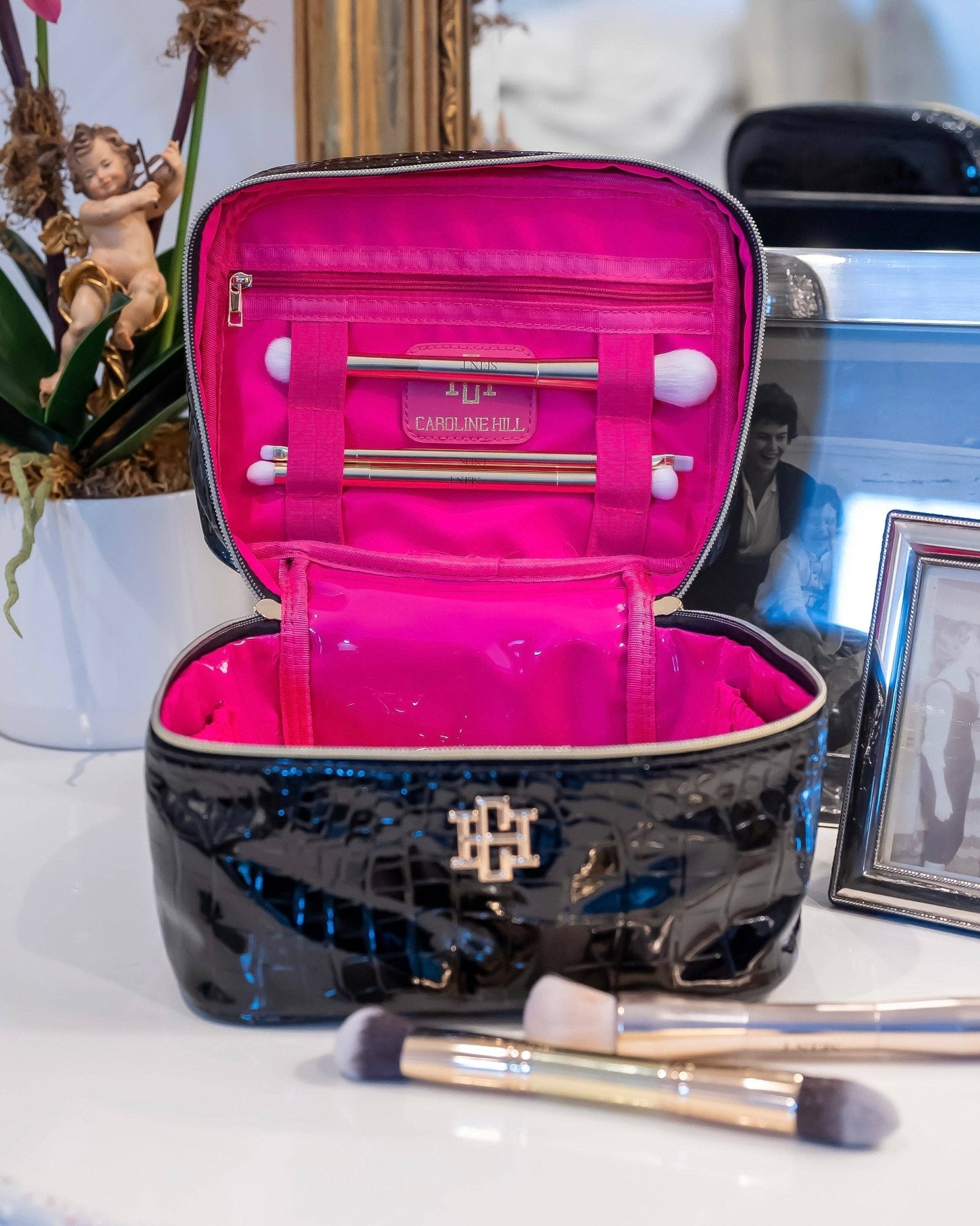 Hampton Black Patent Train Case - Jessi Jayne Boutique
