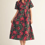Rosette Garden Button-Front Dress - Jessi Jayne Boutique