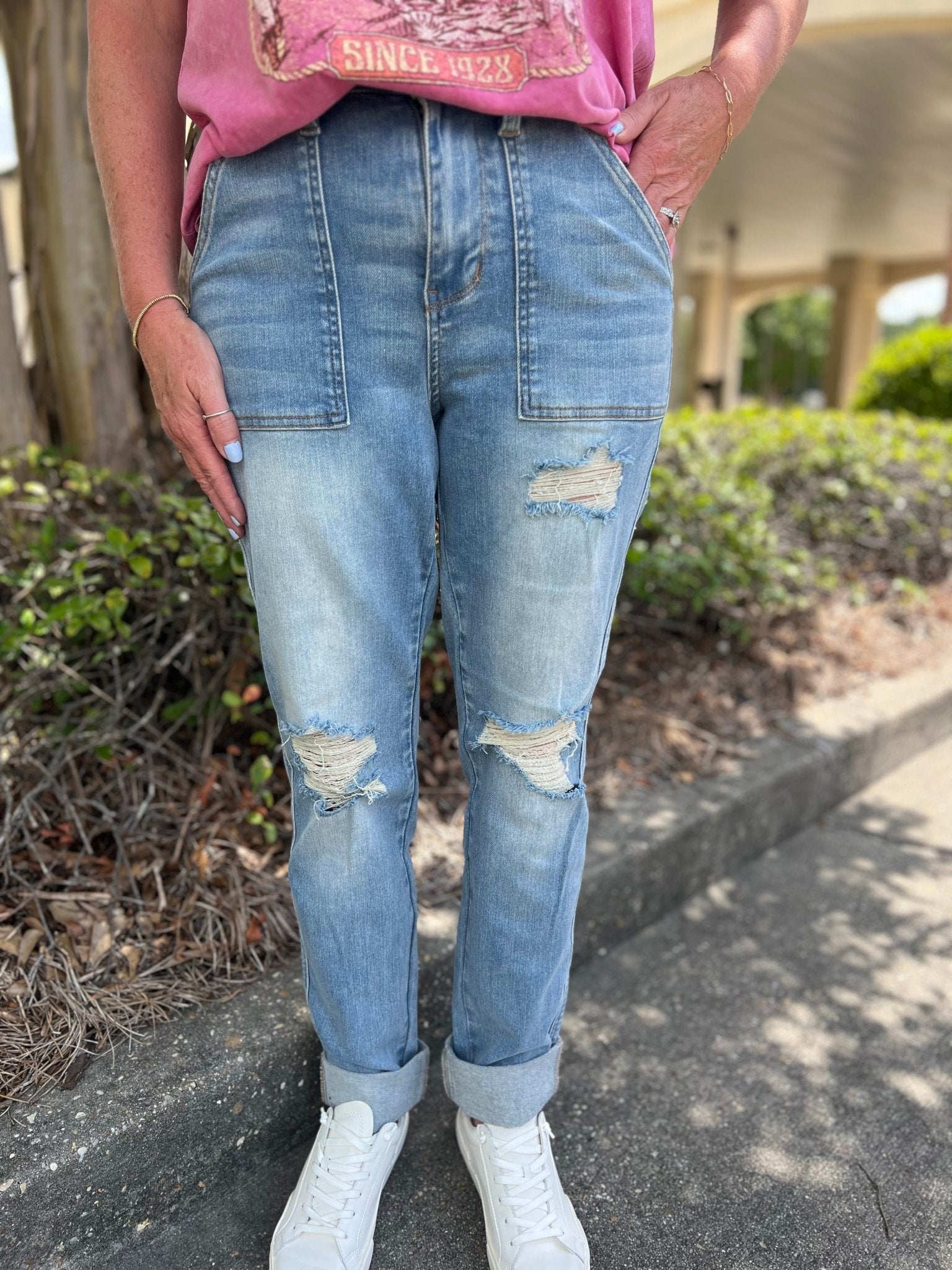 In Good Hands Judy Blue High Waist Boyfriend Fit Jeans - Jessi Jayne Boutique