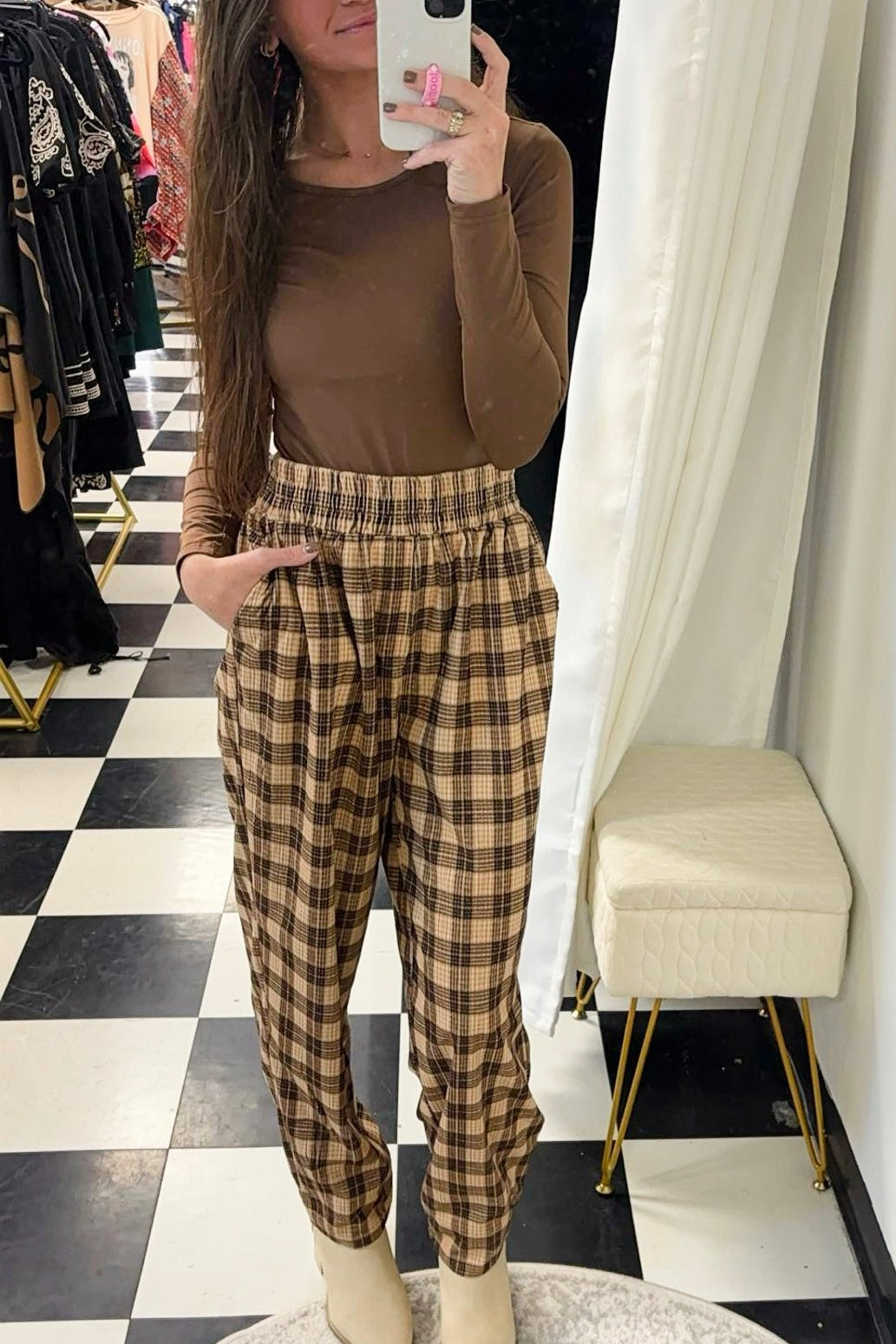 Daily Coffee Plaid Pants - Jessi Jayne Boutique