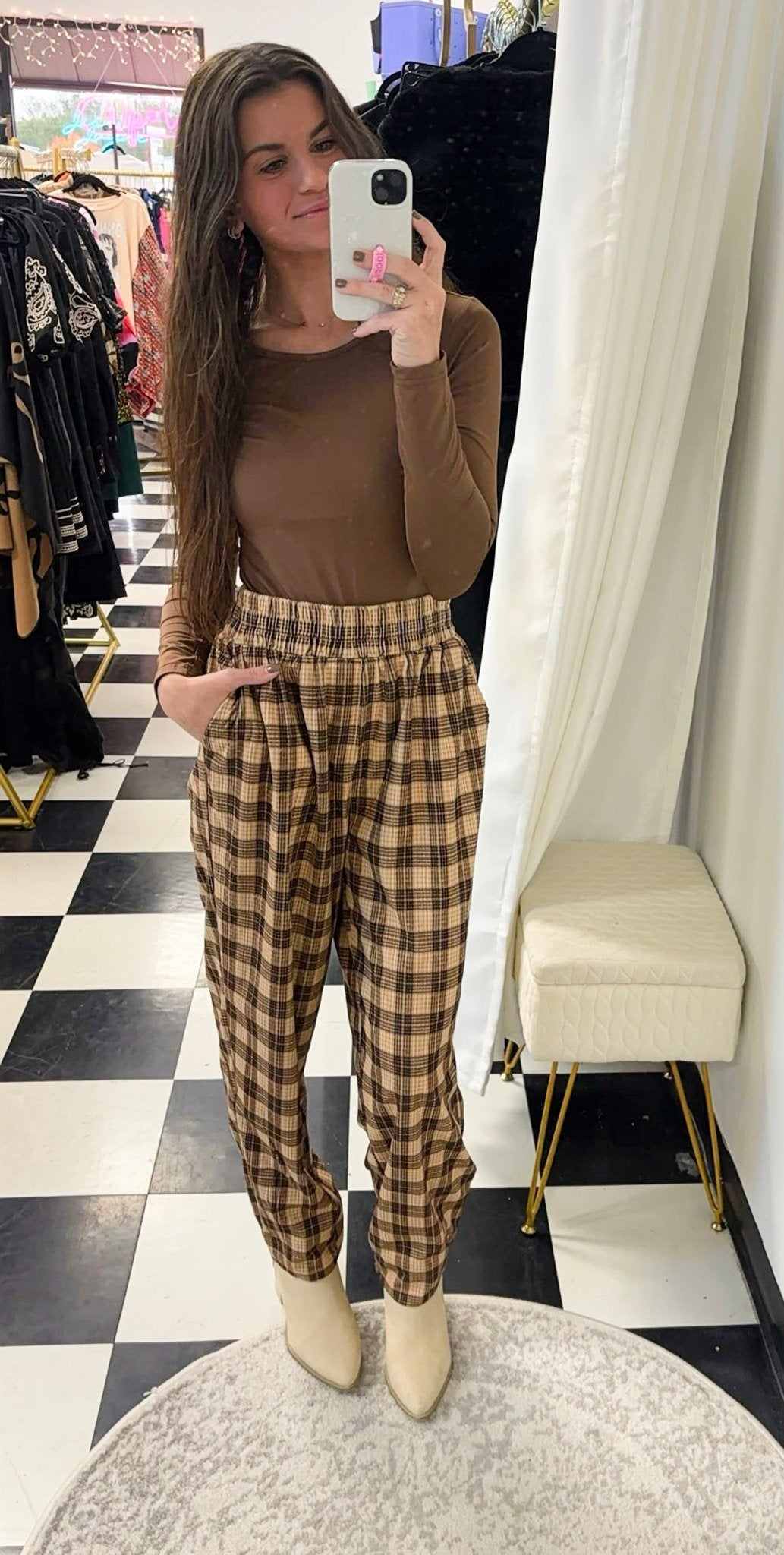 Daily Coffee Plaid Pants - Jessi Jayne Boutique