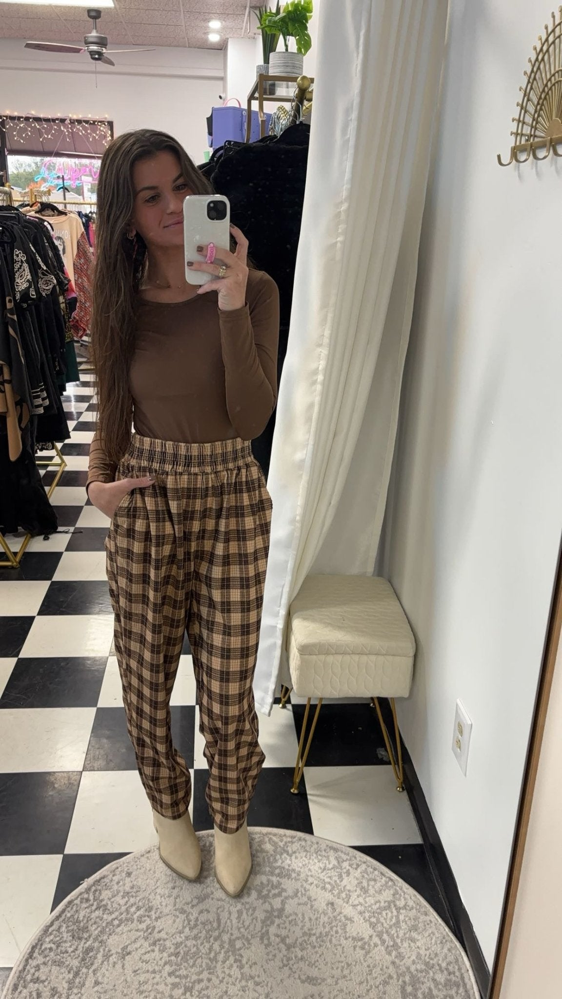 Daily Coffee Plaid Pants - Jessi Jayne Boutique