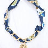 Sarah Navy Scarf Charm Necklace - Jessi Jayne Boutique