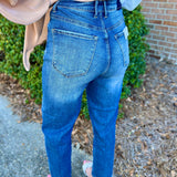 Don't Really Care Dark High Rise Curved Balloon Jeans 26" Inseam - Jessi Jayne Boutique