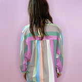 Pastel Dream Striped Oversized Button - Down Shirt - Jessi Jayne Boutique