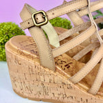 Bahamas Blowfish Malibu Vegan Leather Cashew Color Wedge Heels - Jessi Jayne Boutique