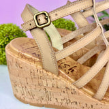 Bahamas Blowfish Malibu Vegan Leather Cashew Color Wedge Heels - Jessi Jayne Boutique