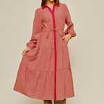 Rosewood Contrast Trim Shirt Dress - Jessi Jayne Boutique