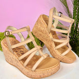 Bahamas Blowfish Malibu Vegan Leather Cashew Color Wedge Heels - Jessi Jayne Boutique