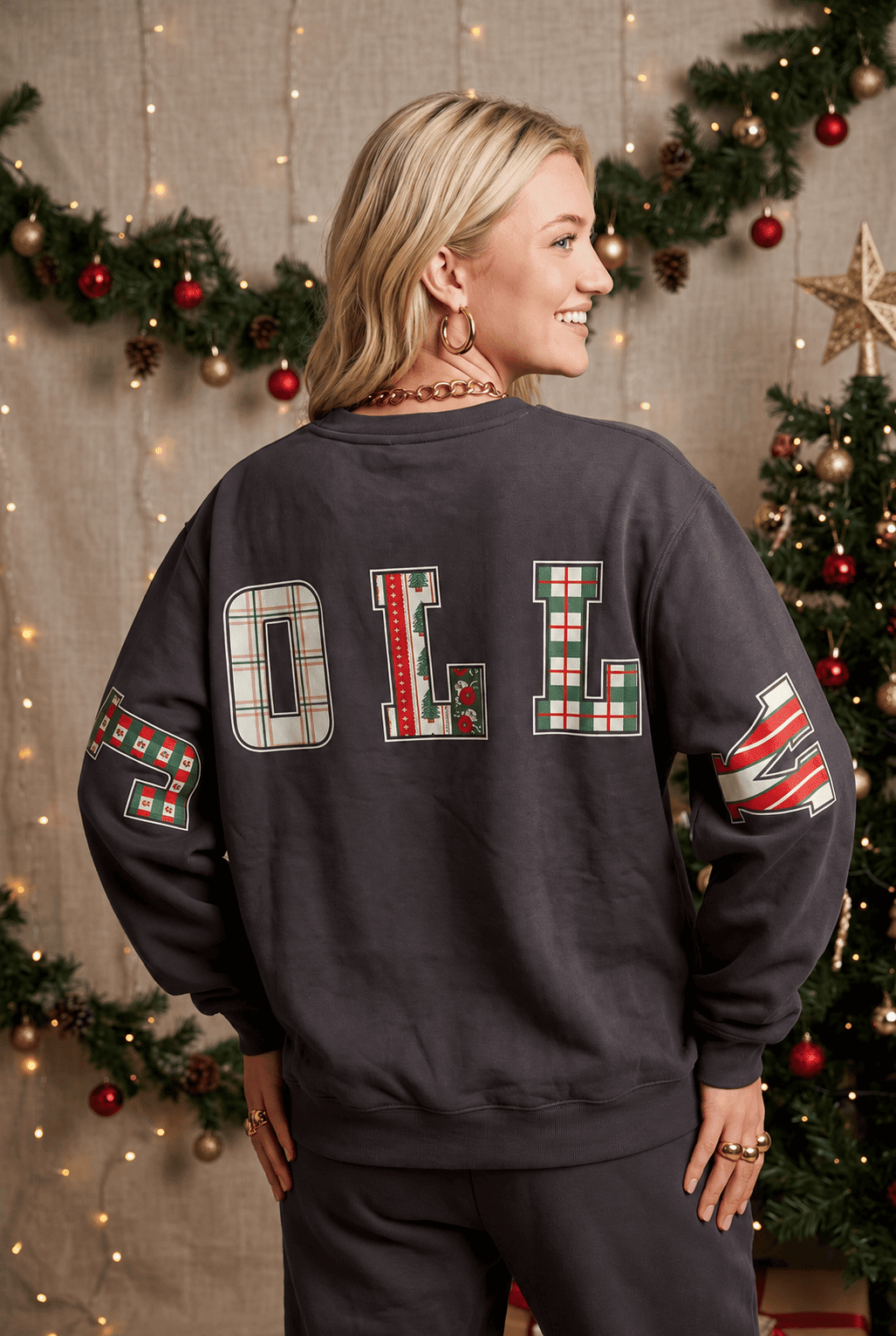 Holly Jolly Patch Charcoal Sweatshirt - Jessi Jayne Boutique