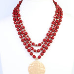 Abbott Dark Red Beaded Pendant Necklace - Jessi Jayne Boutique