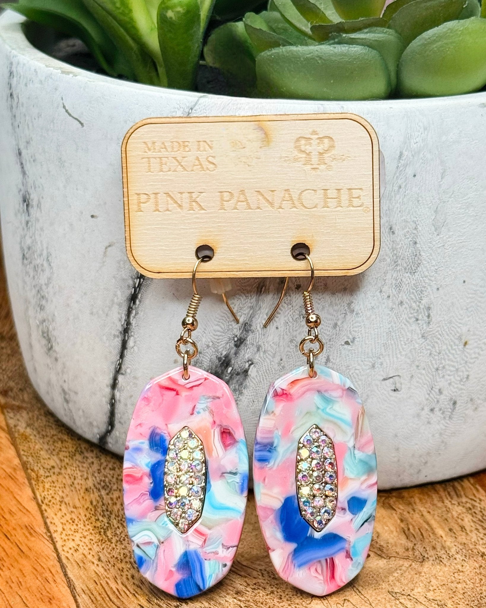 Multi - Color Oval Pink Panache Earrings - Jessi Jayne Boutique