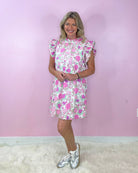Garden Party Off White Pink Rosy Floral Dress - Jessi Jayne Boutique