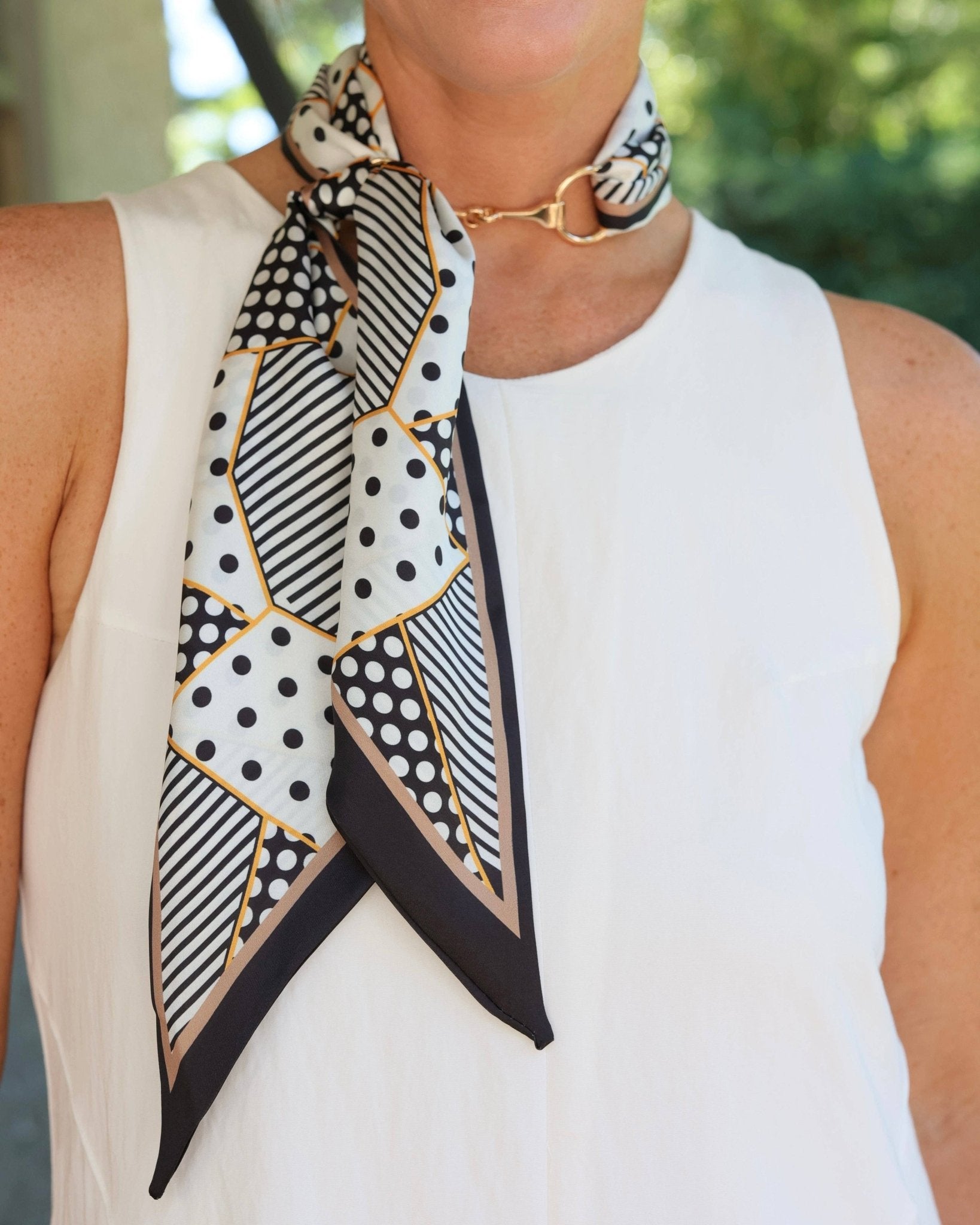 Henley Horsebit Buckle Black and Gold Scarf - Jessi Jayne Boutique