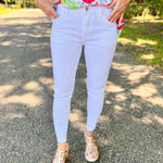 So Many Times White Kancan Mid Rise Ankle Skinny Jeans 25" Inseam - Jessi Jayne Boutique
