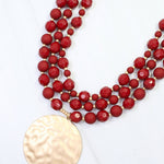 Abbott Dark Red Beaded Pendant Necklace - Jessi Jayne Boutique