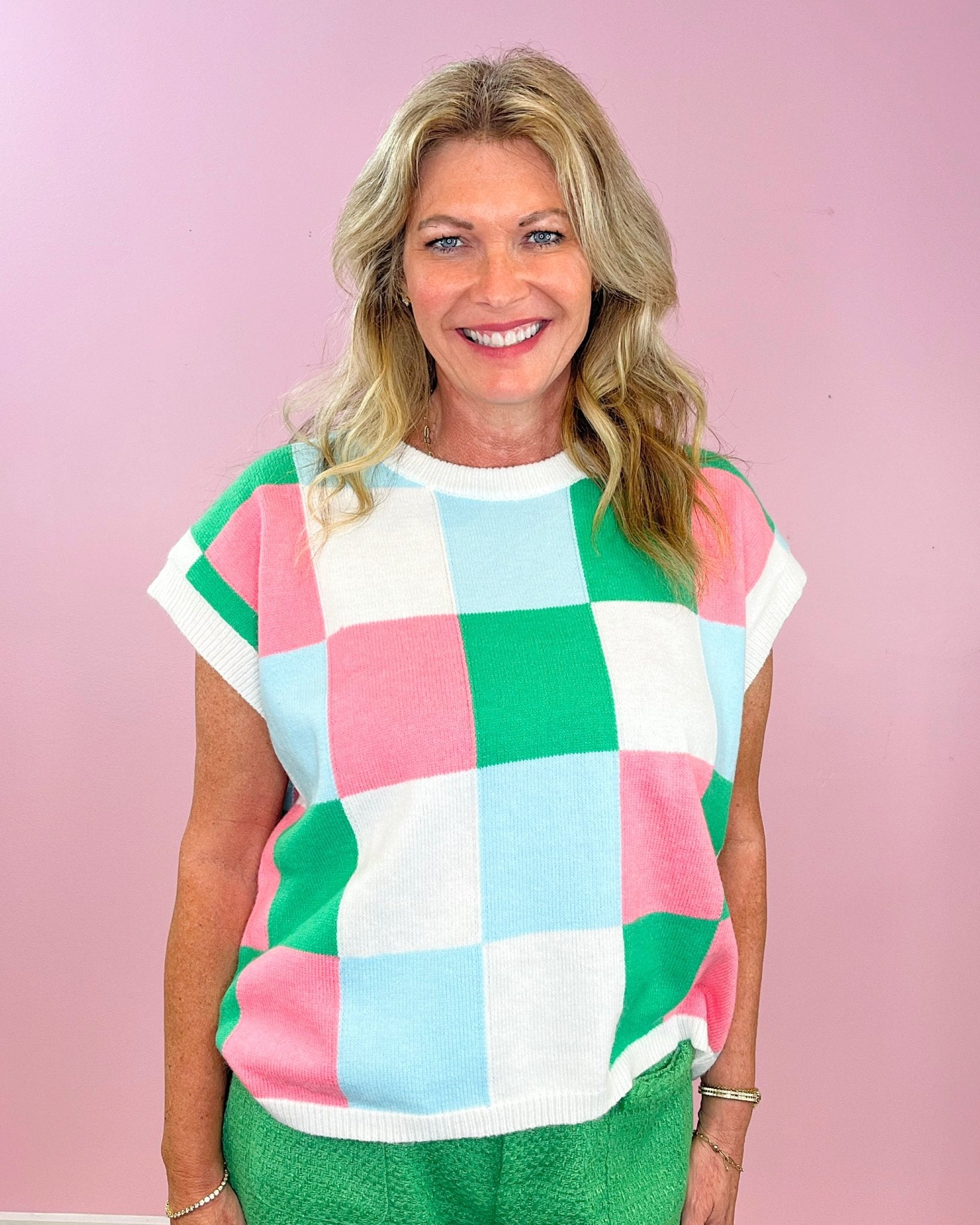 Candy Pop Checkered Sweater Vest - Jessi Jayne Boutique