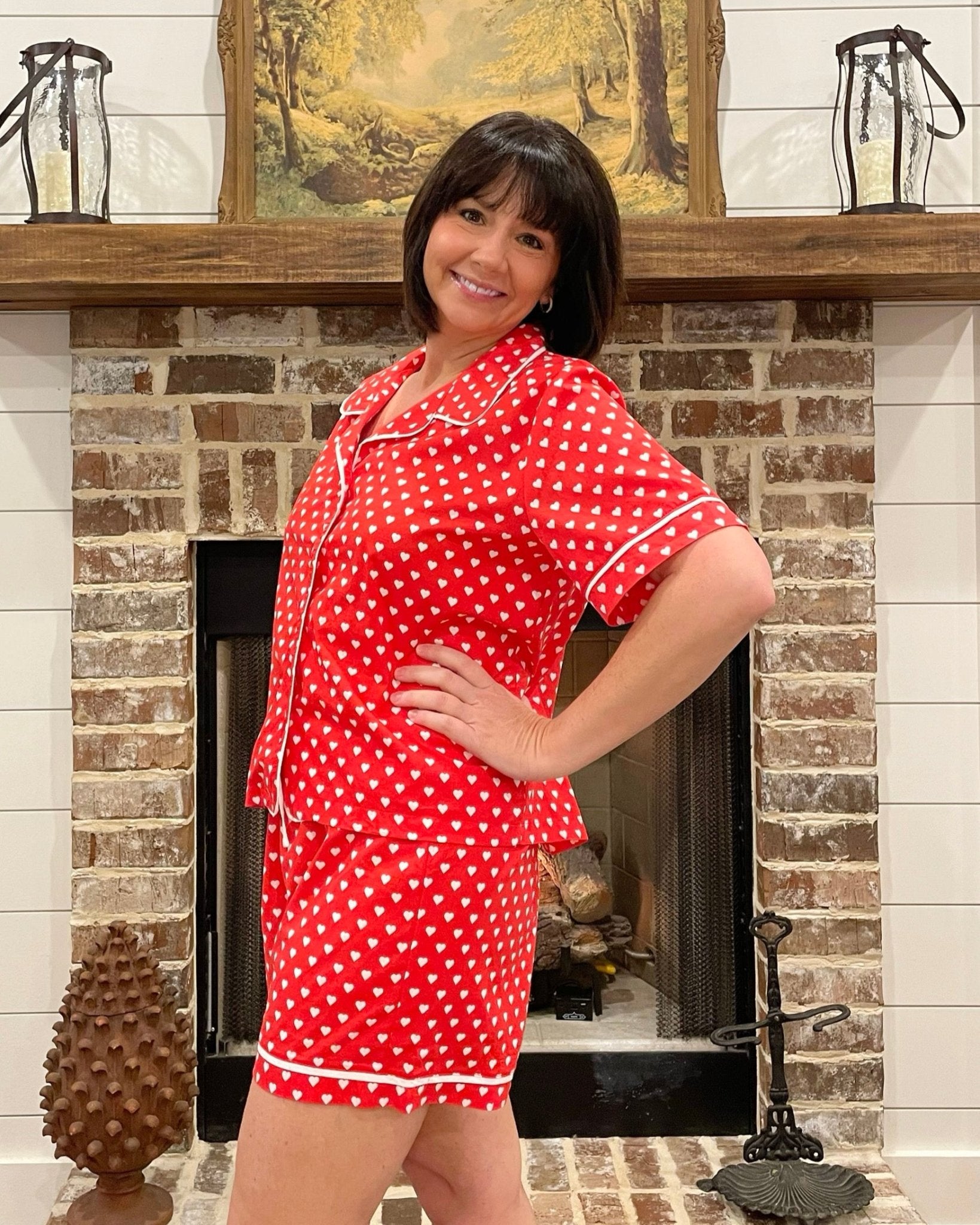 Heart To Heart Shorts Pajama Set - Jessi Jayne Boutique