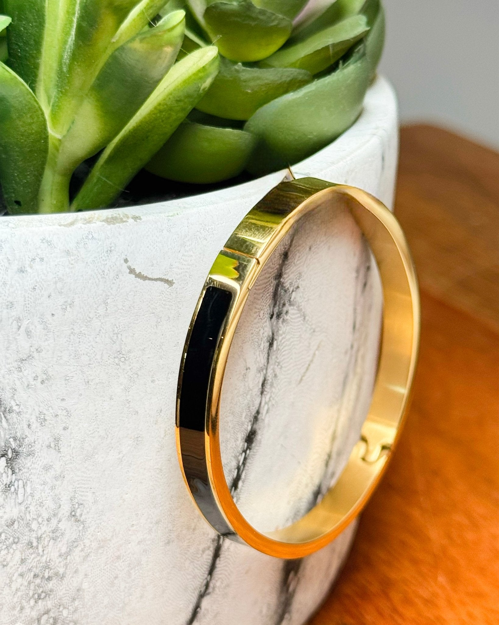 Gold Black Bangle Bracelet - Jessi Jayne Boutique