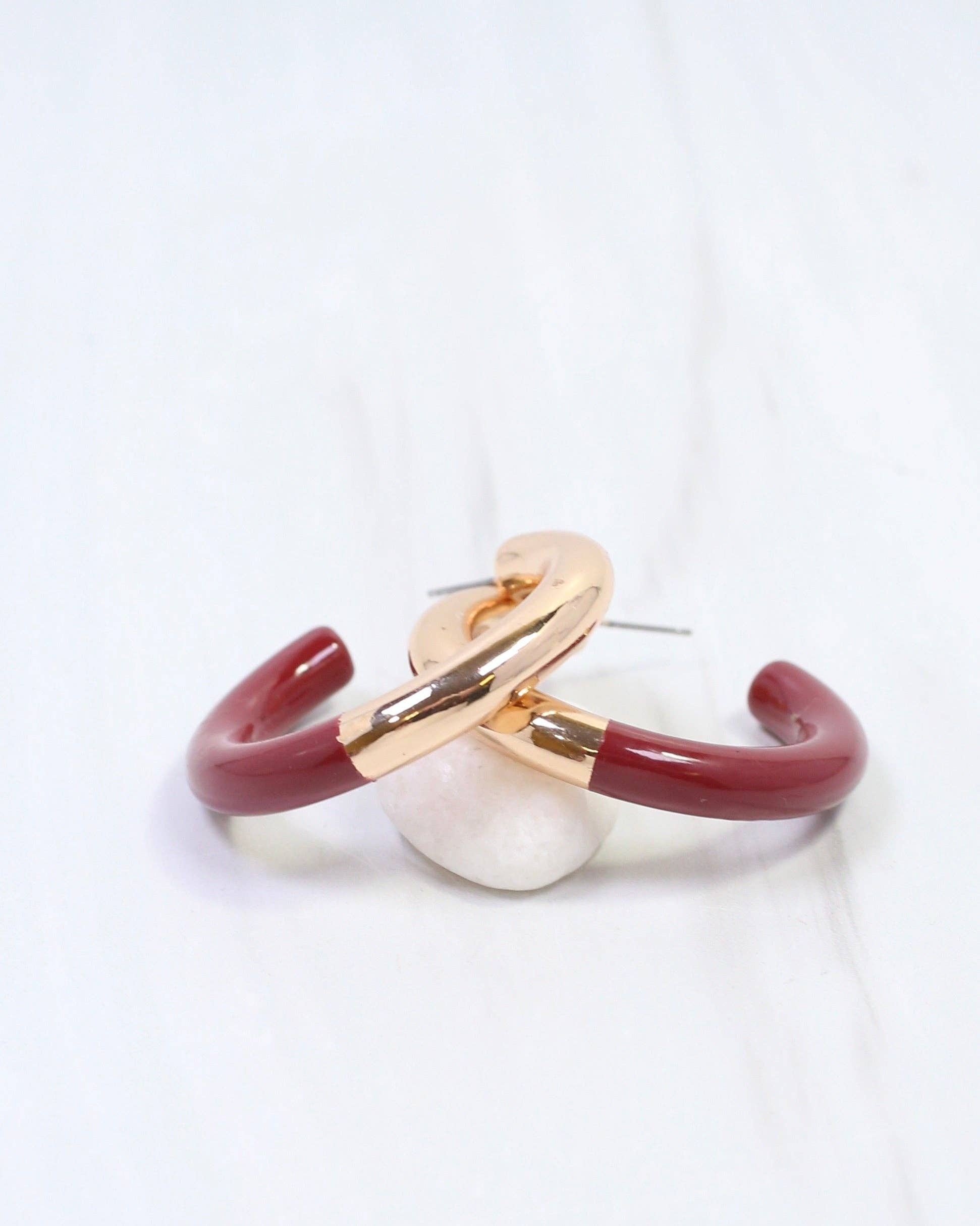 Elyse Hoop Earring Burgundy - Jessi Jayne Boutique