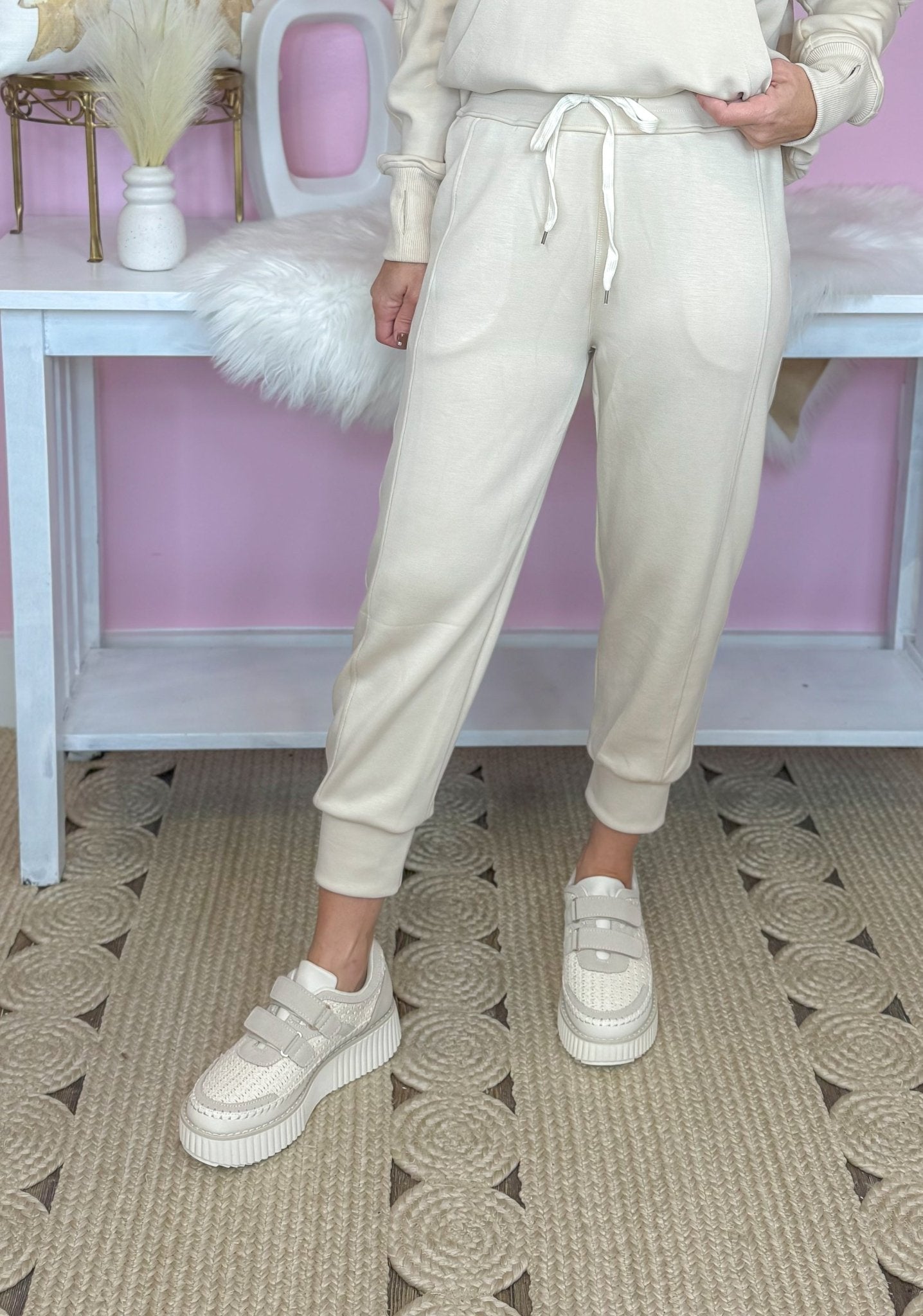 My Biggest Fan Oatmeal Scuba Quarter Zip Hoodie And Jogger Set - Jessi Jayne Boutique