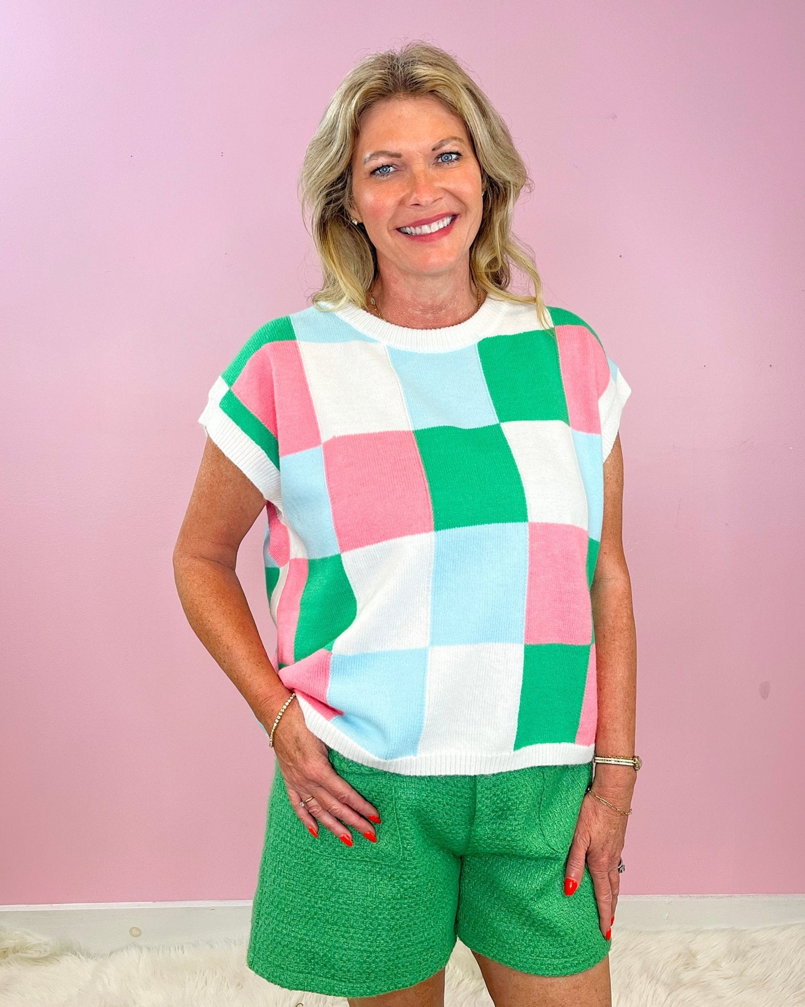 Candy Pop Checkered Sweater Vest - Jessi Jayne Boutique