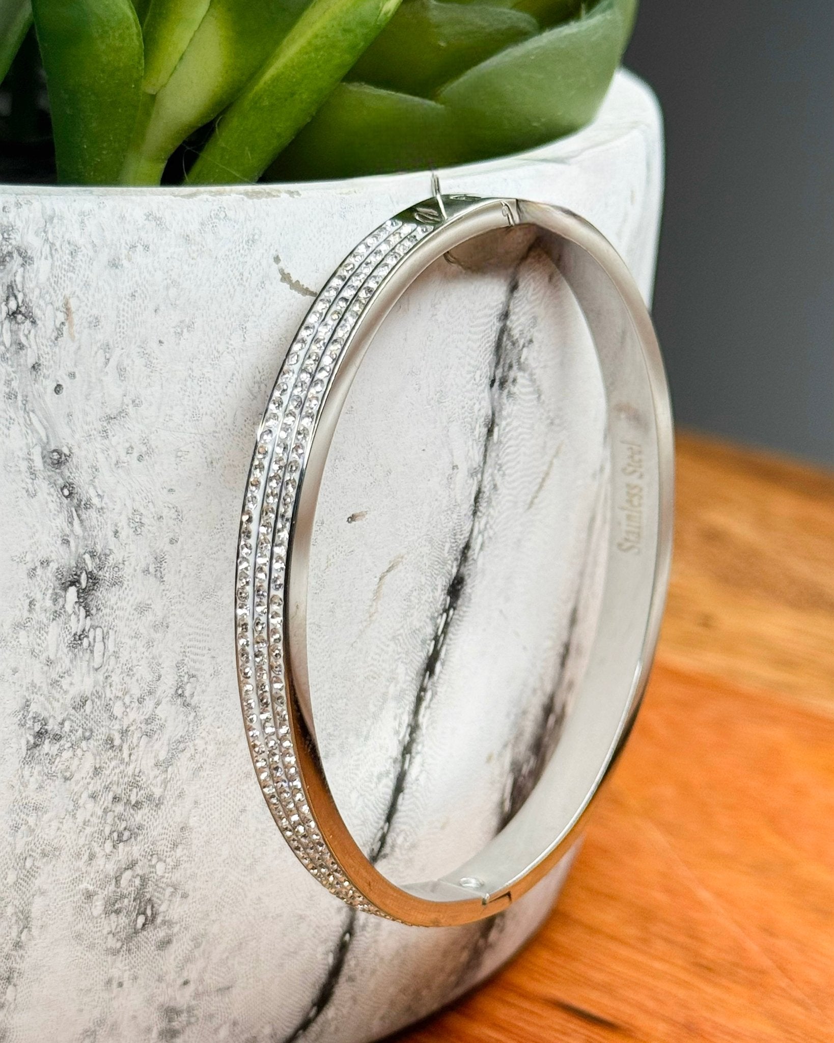 Silver Diamond Bangle Bracelet - Jessi Jayne Boutique