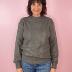 On Vacation Grey Cable Knit Mock Neck Sweater Top - Jessi Jayne Boutique