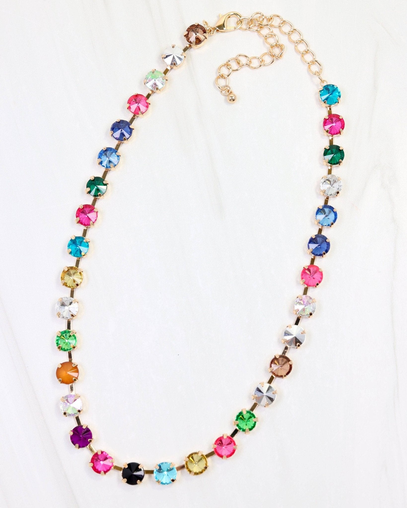 Shalimar Small Dark Multi Rhinestone Necklace - Jessi Jayne Boutique