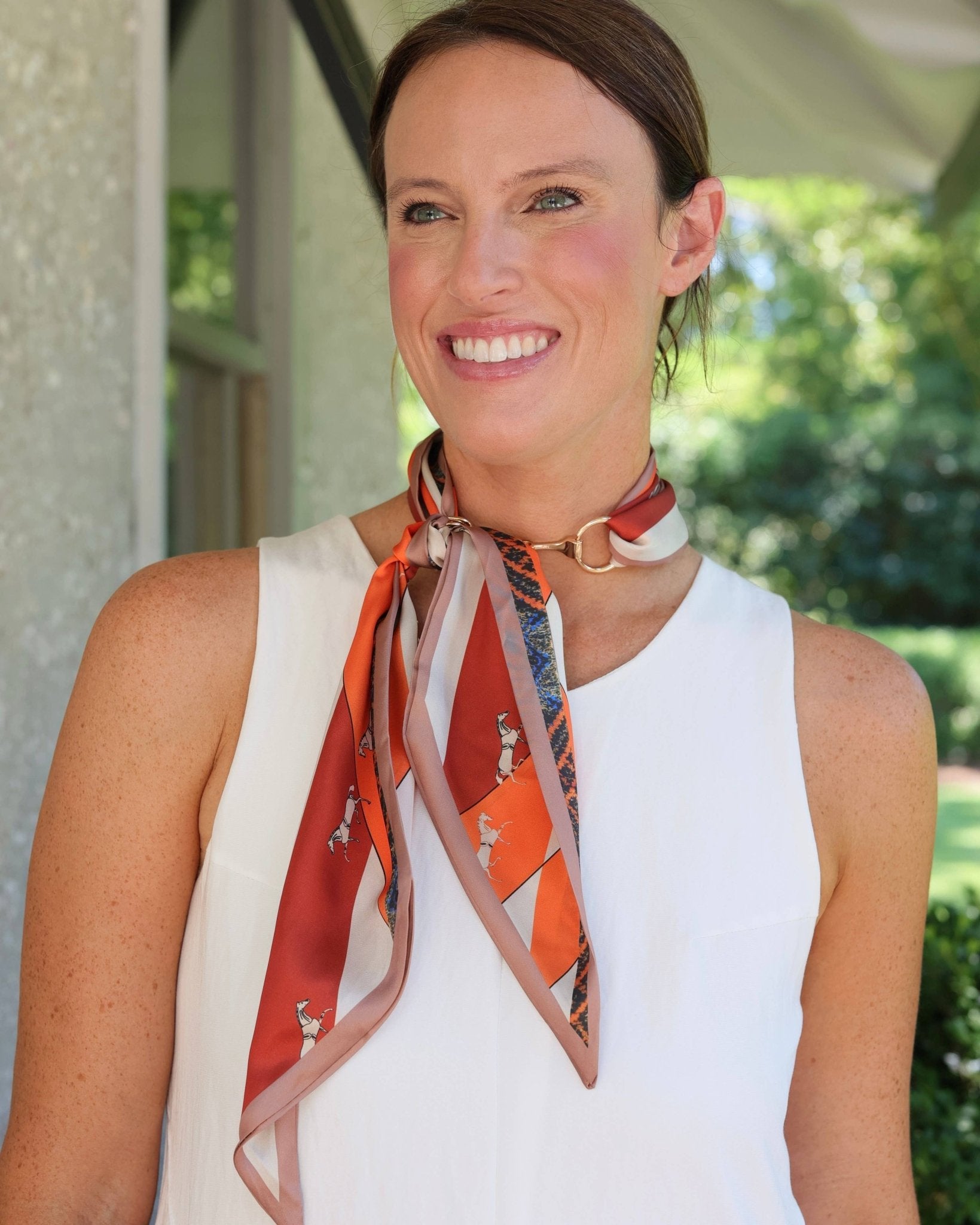 Henley Orange Horsebit Buckle Scarf - Jessi Jayne Boutique
