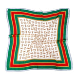Border Print Square Scarf Green