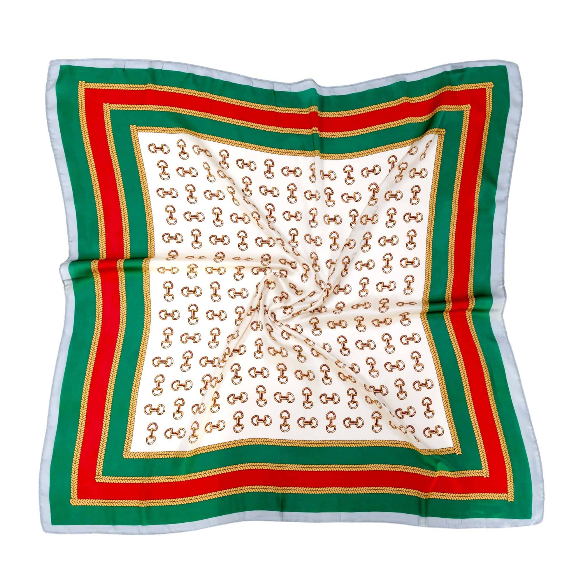 Border Print Square Scarf Green - Jessi Jayne Boutique
